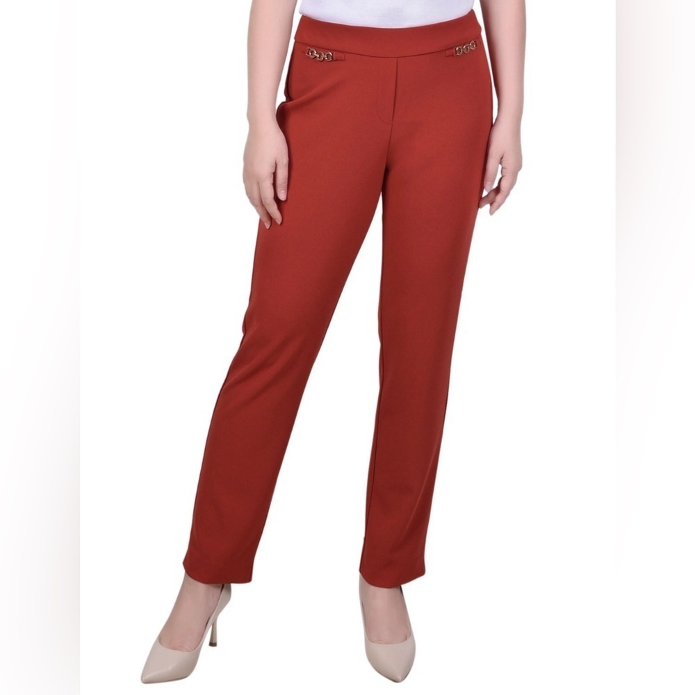 Rust Red Scuba Crepe Ankle Pants Pull On NY Collection Size XL Petite
